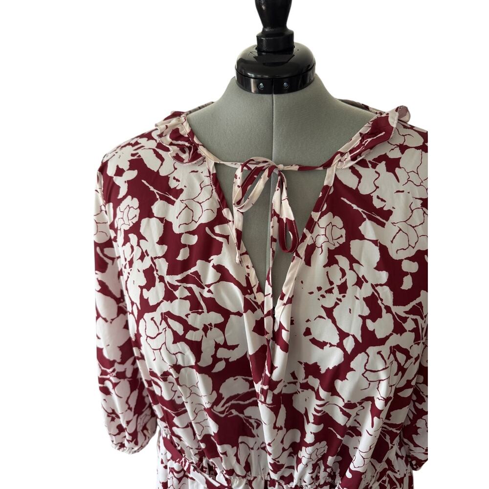 BloomChic Floral Midi Dress 6X 30 Ruffle Lantern Sleeve Pocket Tie - Picture 5 of 15
